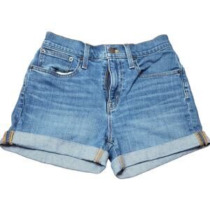 J Crew Denim Shorts XS Pacific Blue Cuffed Reimagined Cotton Minimalist Summer